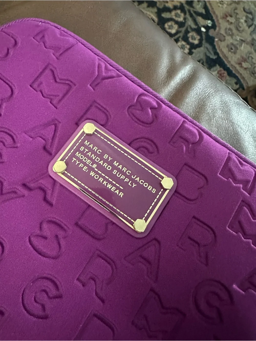 Marc by Marc Jacobs Embossed Purple Tablet Sleeve with Logo Plate